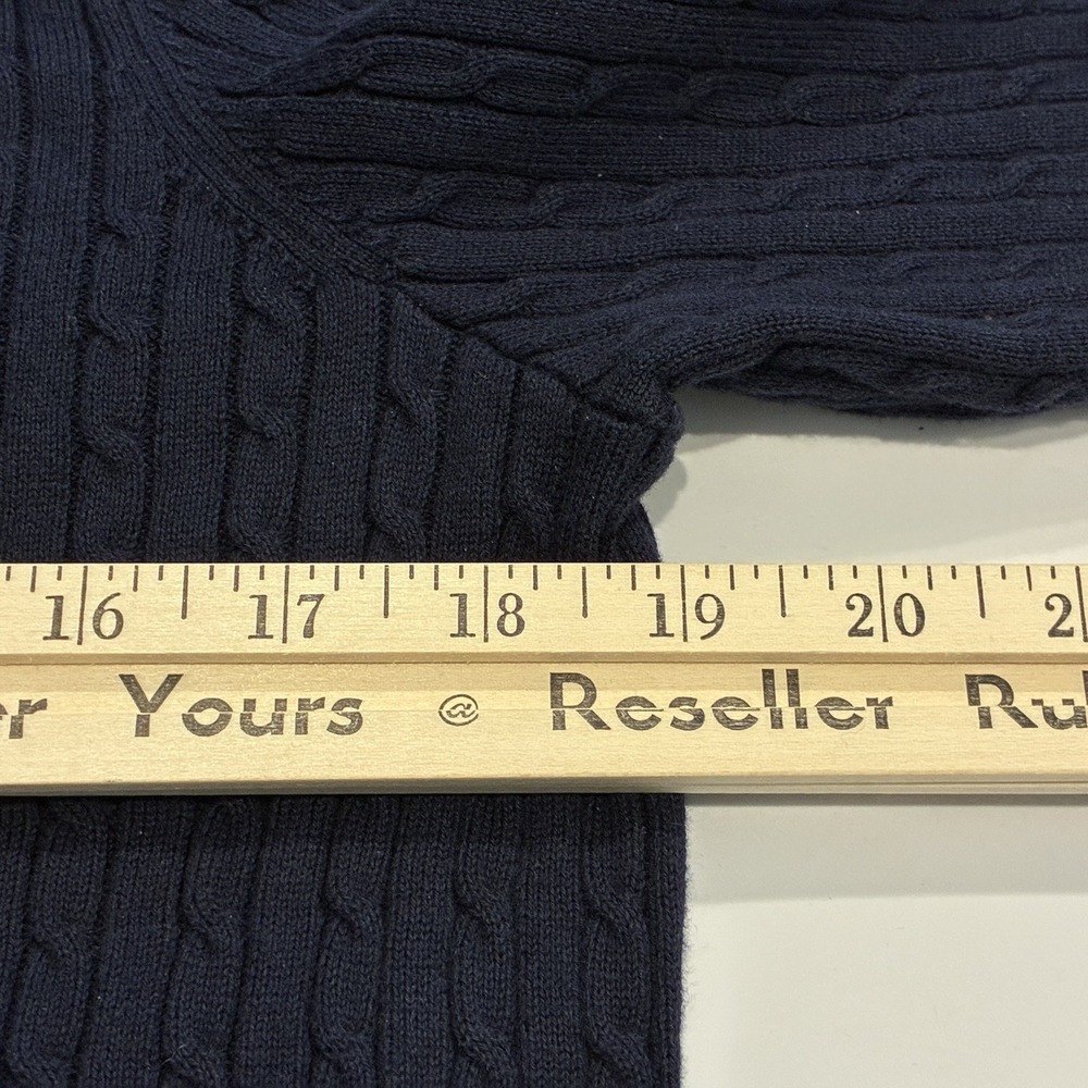 Lauren Ralph Lauren Womens Cable Knit Sweater XL Navy V-Neck Old Money Preppy - Picture 9 of 11